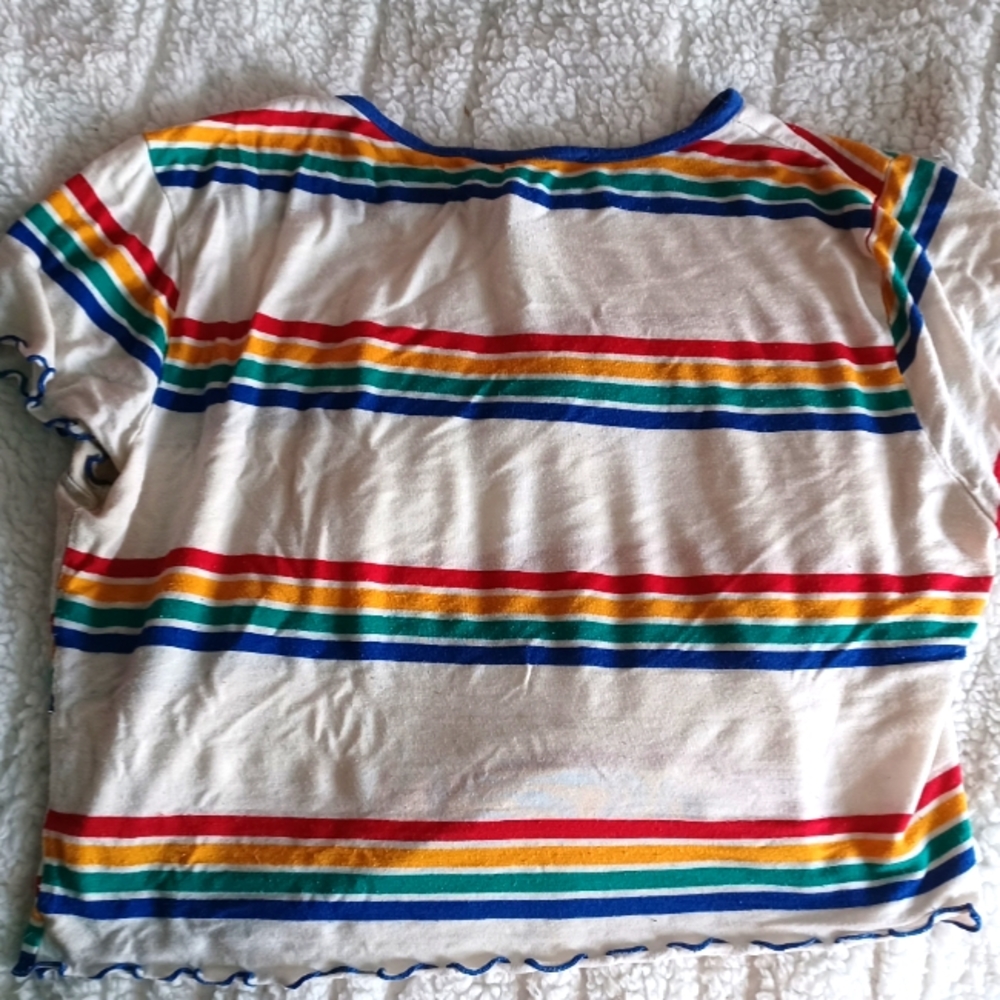 Forever 21 Rainbow Striped Tee US L